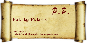 Putity Patrik névjegykártya